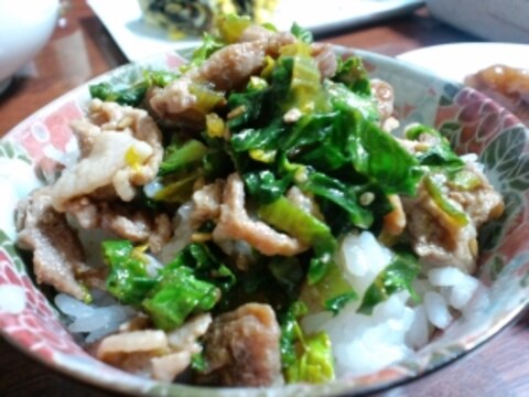 小松菜と豚肉のぶっかけご飯